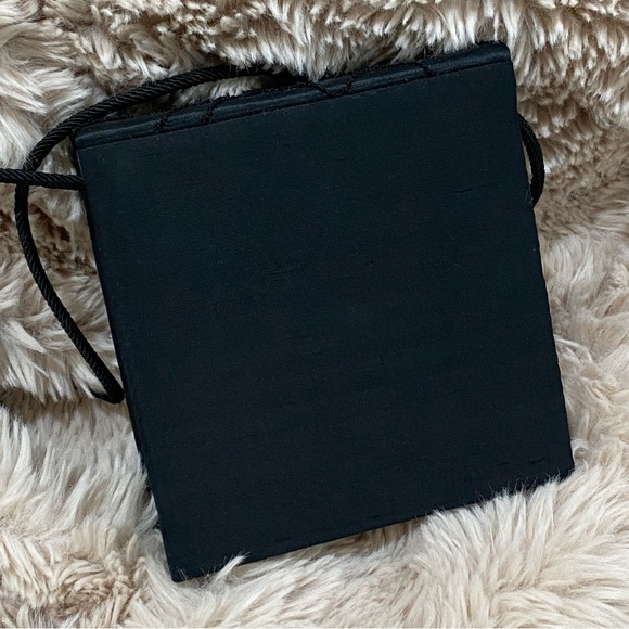 Satin black Structured Evening Clutch Shoulder Handbag - Picture 5 of 5